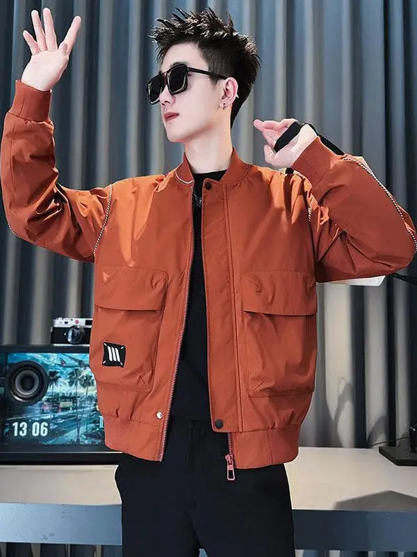 

Spring Autumn Baseball Collar Jaet Men's Slim Fit Versatile Top 2025 New Trendy Casual Workwear Outerwear