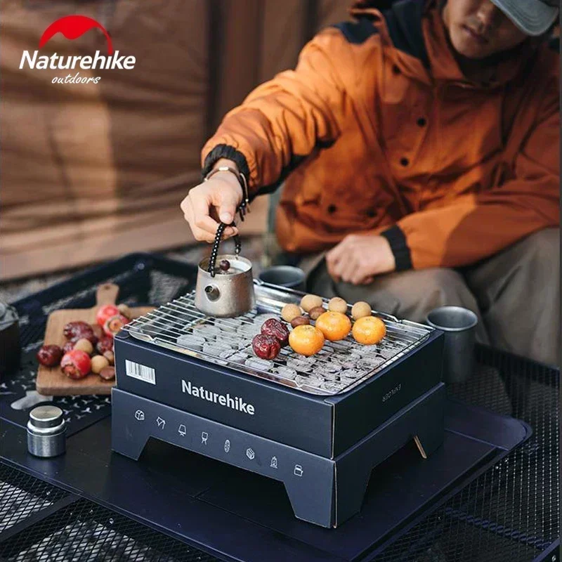 Naturehike Disposable BBQ Grill Kit Camping Barbecue Grill Charcoal Pan Coal Clip Grill Mesh Net Rack Without Briquette