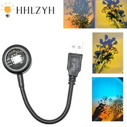 HHLZYH LED USB Rainbow Neon Night Light Sunset Lamp Projector Photography Wall Atmosphere Lighting for Bedroom Decor Gift