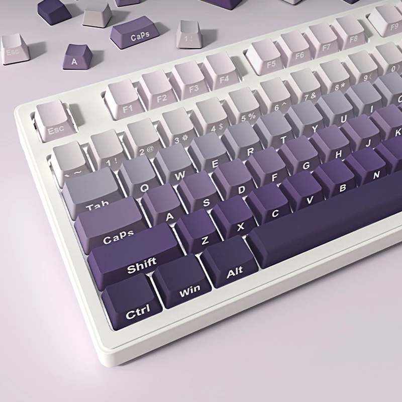 Gradient Purple Double Shot PBT Keycaps Cherry/OEM Profile 136 tasti tasti stampati laterali Keycaps per Gateron Cherry MX switch Keyboard