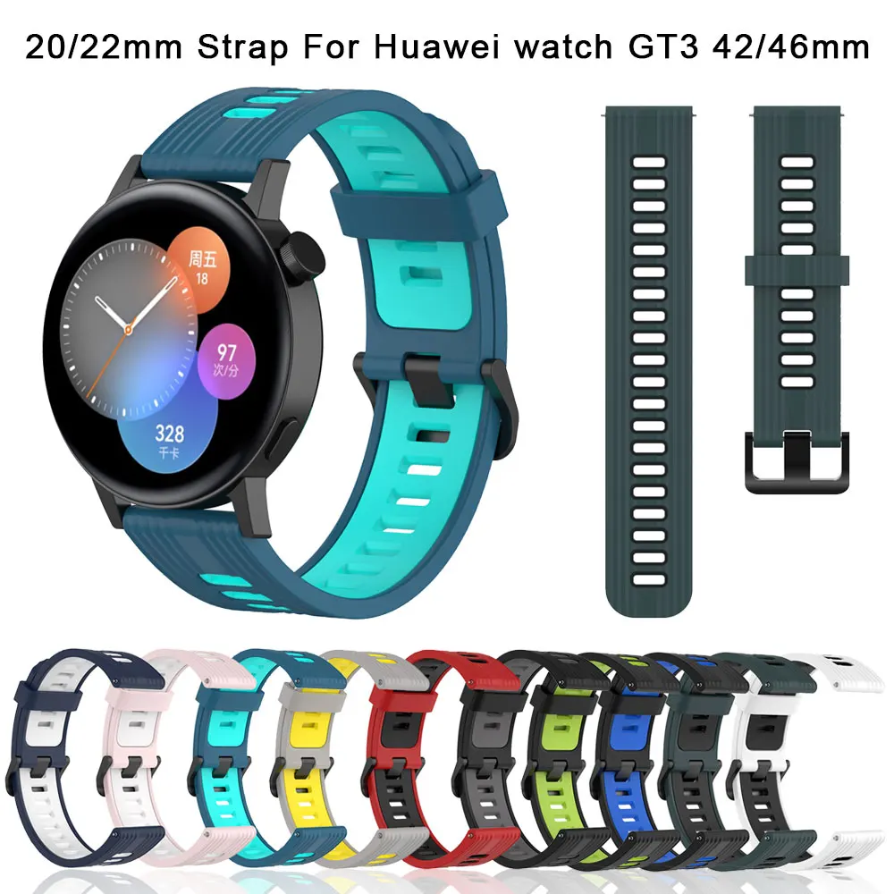 20/22mm Strap For Huawei Watch GT3 46/42m Band Sport Silicone Replaceable Bracelet Watchbands For Samsung Galaxy Watch4 Active2