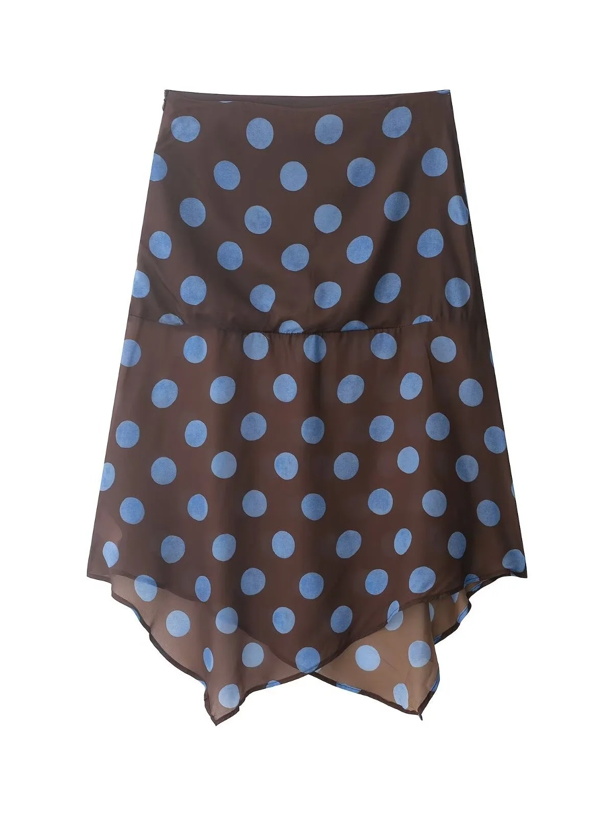 Women's Polka Dot Asymmetrical Midi Skirt Fashionable Versatile mid Waist Polyester Fiber Iron Free Standard Fit Summer Colle...