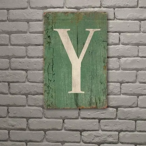 Signs Vintage tin Sign Letter Y,8 X 12 Inch,Hanging Wall 26 Letters Metal Alphabet Wall Letter for Home, Bedroom, Bar, Wall Deco