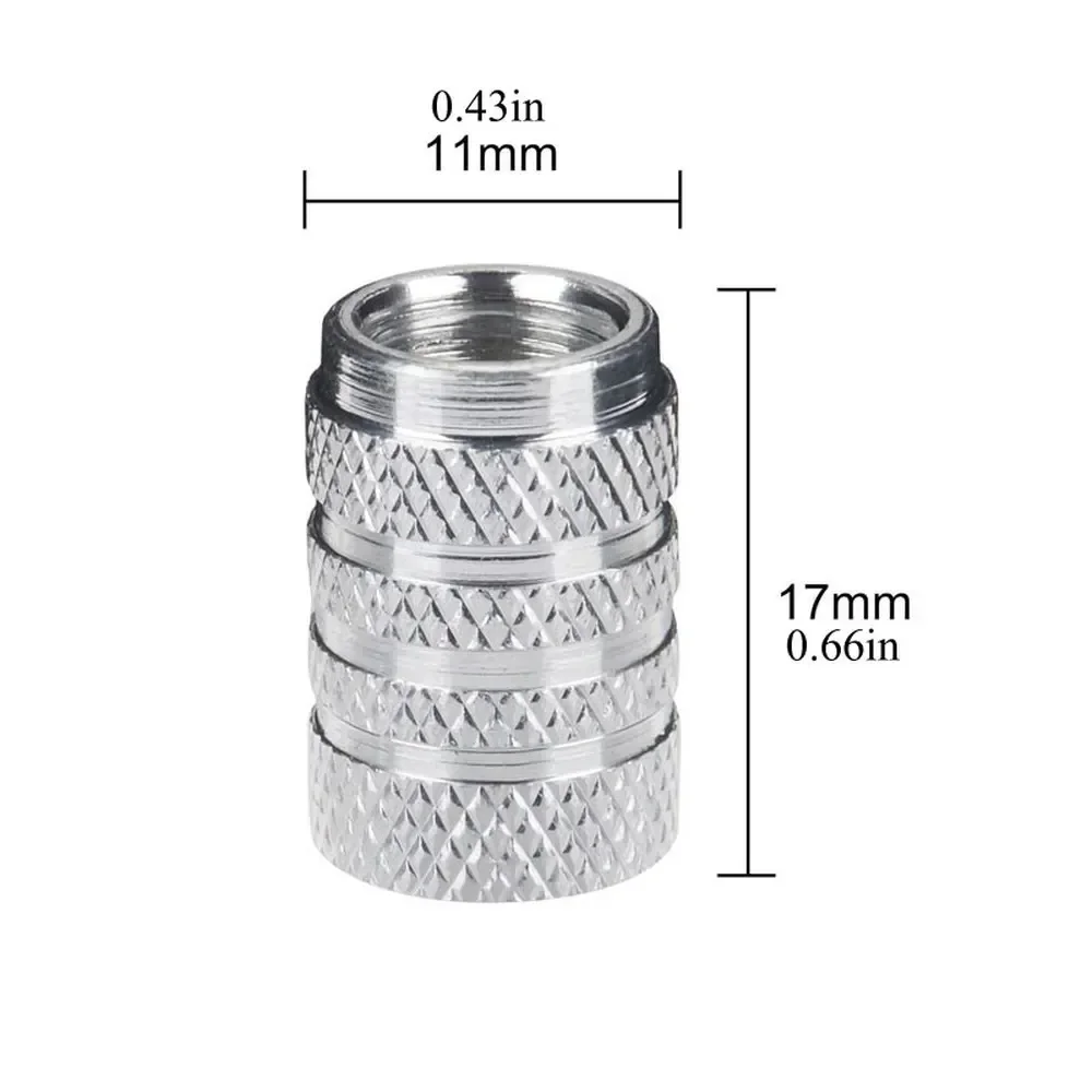 4Pcs Car Tire Valve Stems Cap Knurling Style Aluminum Tire Wheel Stem Air Valve Cap Universal Accessories