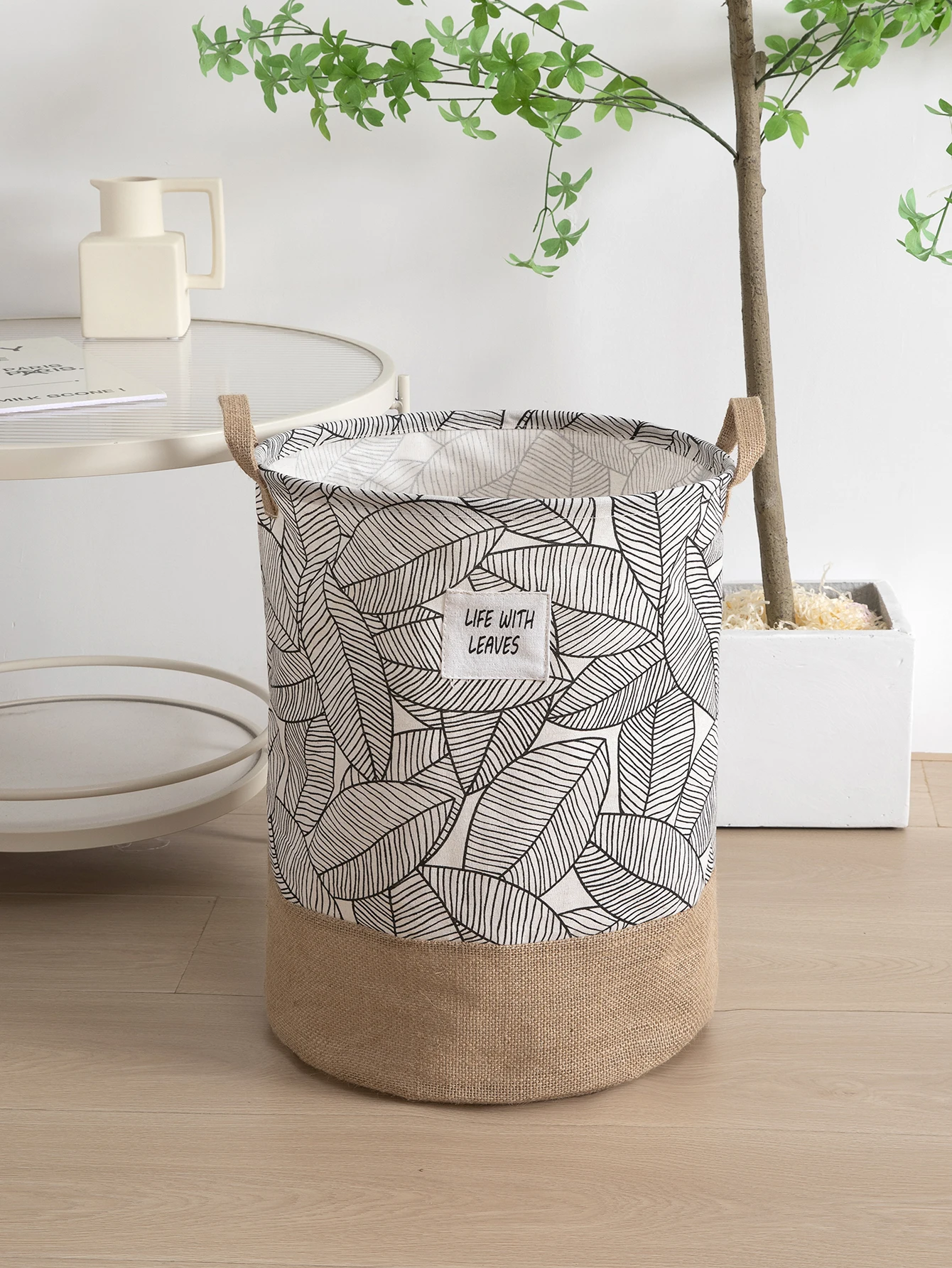 1pc Cloth Art Folding Leaf Pattern Dirty Clothes Toys Storage Bucket Household Storage Basket Dirty Clothes Laundry Basket