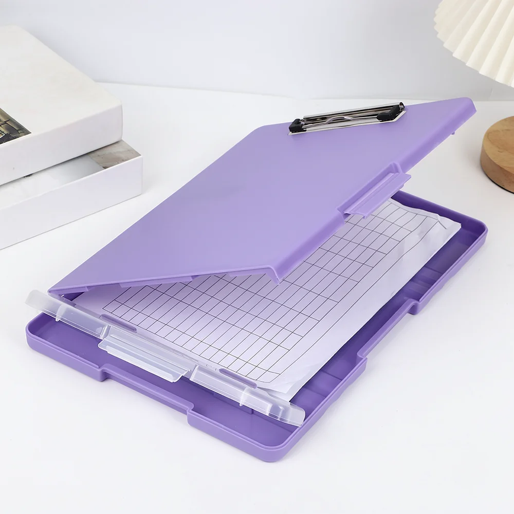 A4 Document Organizer Clipboard With Pencil Case Storage Box Portable Writing Pad For School Office Student Paper File Holder