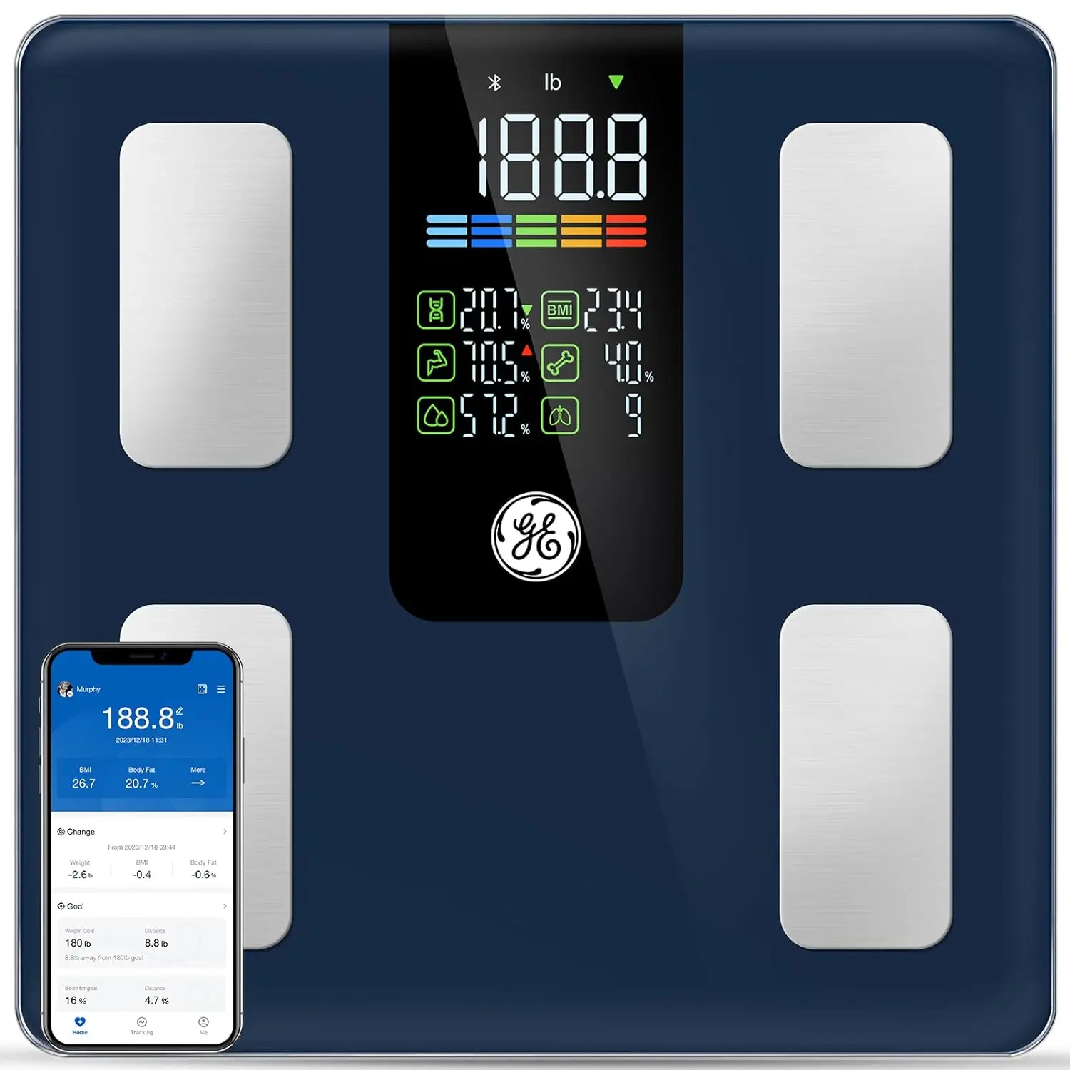 

Smart Scale for Body Weight, BMI, Fat, Muscle Mass, Digital Bathroom Scales 500lbs Bluetooth 11.8" Large Platform Weighing