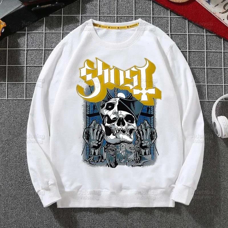 Ghost Rock Band Characters Men Hoodies Autumn Hooded Prevalent Popular Sweatshirt Men Hip Hop Hoodie Men Classic Tops white