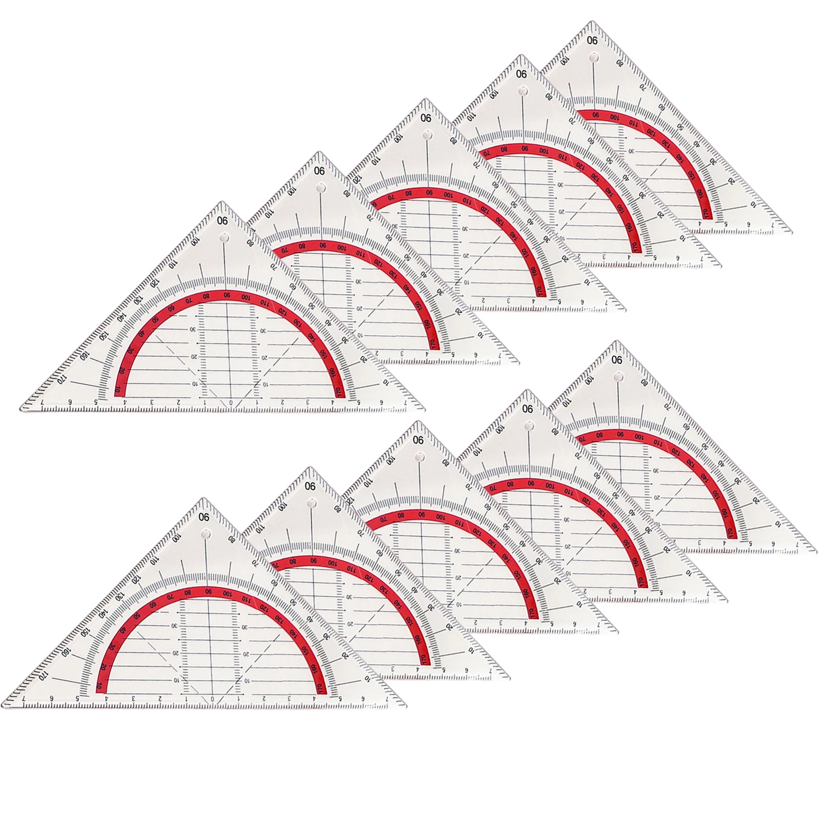 10pcs Protractor Geometry Triangles Durable Drawing Students Detailed Design Measuring Office Designer Math School Supplies