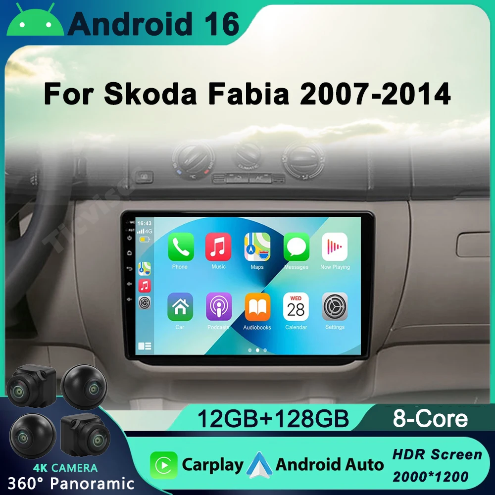 

2Din Car Video Player Android 16 for Skoda Fabia 2 2008 2009 2010 2011 2012 2013 GPS Navigation Car Stereo Autoradio Multimedia