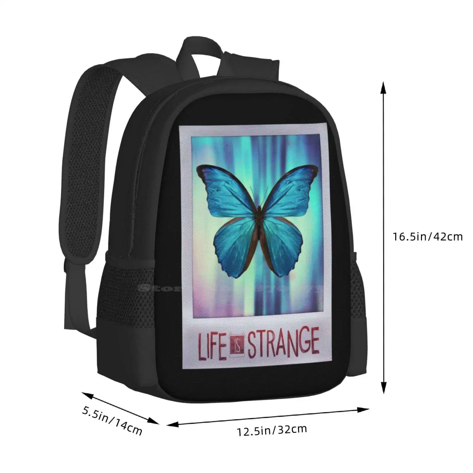 Mochila escolar Life Is Strange, bolsa de gran capacidad para fotos de mariposa, ordenador portátil, Cosplay de calafateo, Blue Max