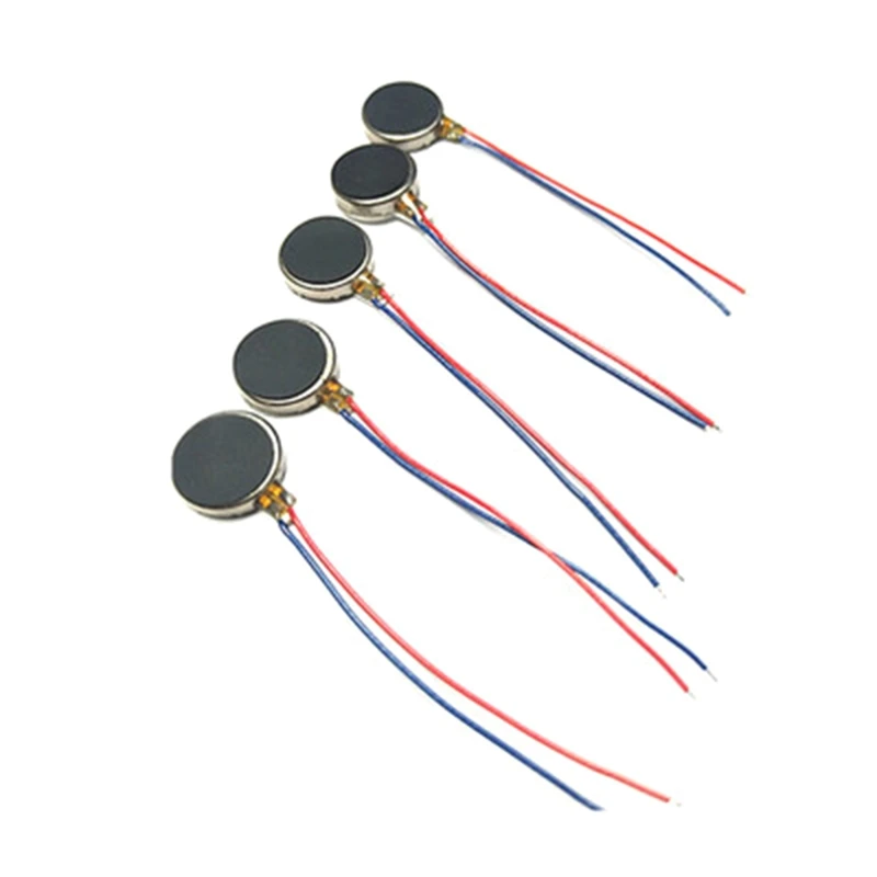 มอเตอร์สั่นขนาดเล็กพร้อมสายไฟตะกั่วแบนมอเตอร์แบบปุ่มสำหรับเครื่องใช้ไฟฟ้าพัดลมขนาดเล็กแท็บเล็ตโทรได้เคลื่อนที่