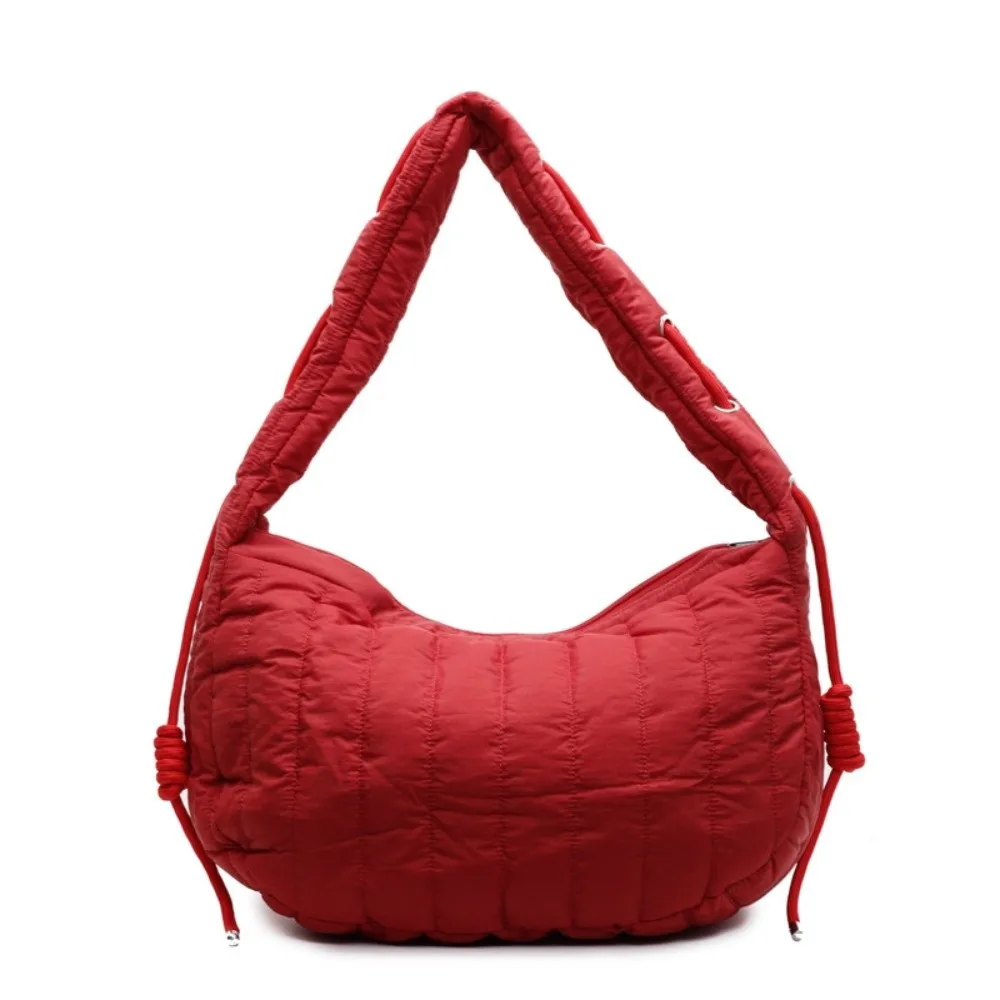 

Solid Color Padding Shoulder Bag Pleated Detail Versatile Design Solid Messenger Bag Lightweight Trendy Style