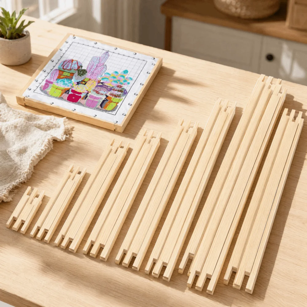 4/8/12Pcs Wooden Needlepoint Stretcher Bars Reusable Easy To Install Embroidery Frame Durable Sturdy Cross Stitch Frame