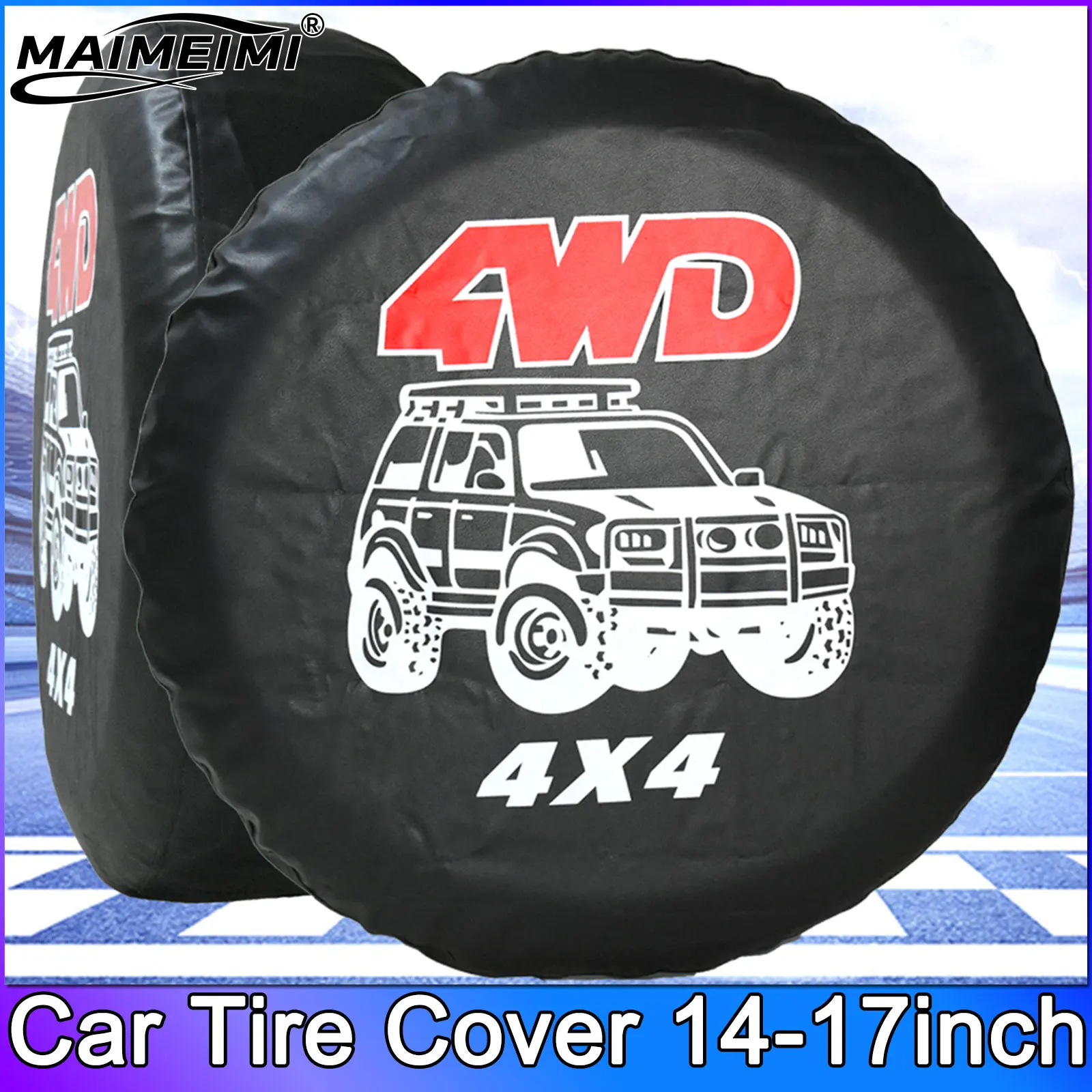 

Car Tire Cover 14" 15" 16" 17" Inch 4WD 4x4 PVC Leather Spare Wheel Tire Cover Case Bag Pouch Protector Car Tyres Fit for Jeep