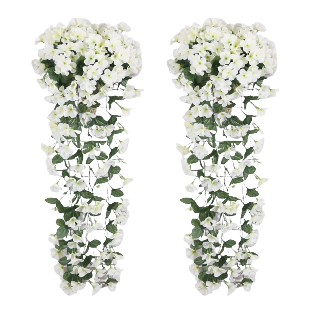 كرمة حريرية معلقة على شكل زهرة بنفسجية صناعية مكونة من قطعتين نباتات محاكاة للمنزل والحديقة والفناء والديكور الداخلي والخارجي