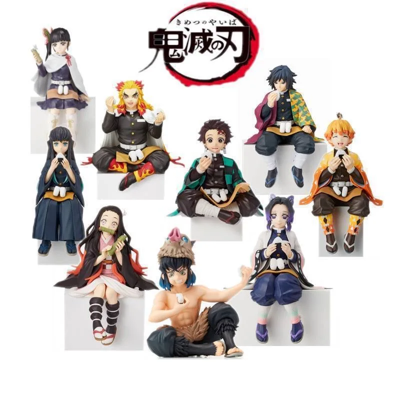 10-15Cm Anime Demon Slayer Figuur Kamado Tanjirou Nezuko Zithouding Action Figure Pvc Model Pop Collectie speelgoed Gift