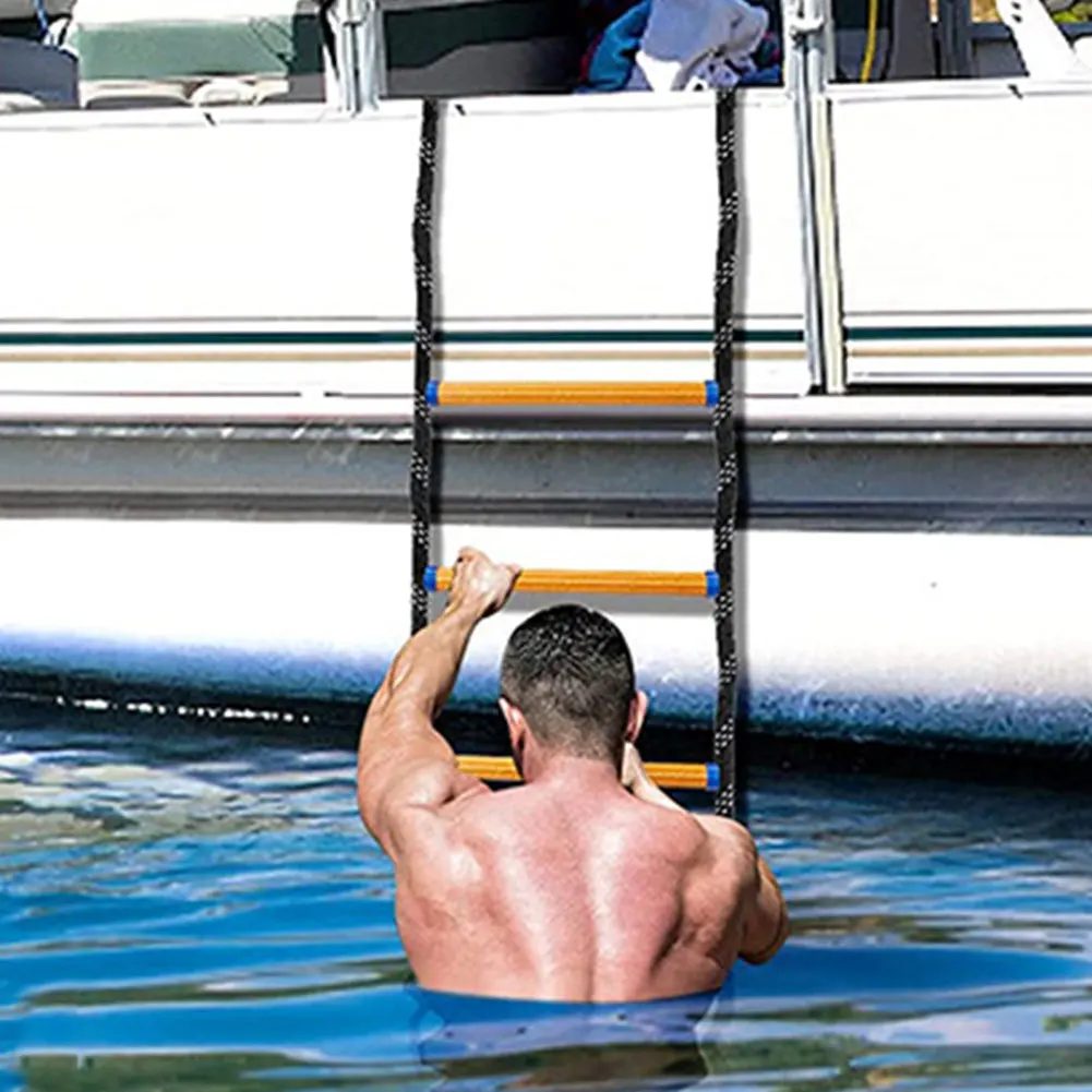 4 خطوة الثقيلة للطي البحرية سلم بحبال المحمولة تسلق حبل الصعود سلم ل قارب قابل للنفخ كاياك قارب التجديف #1