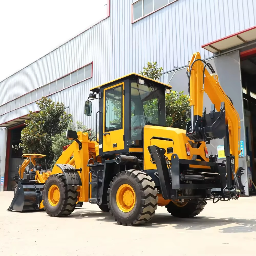 Mini Backhoe Loader 4x4 Diesel Tractor Excavator Farm Digger with Attachments CE/EPA Certified 1 Ton for Sale