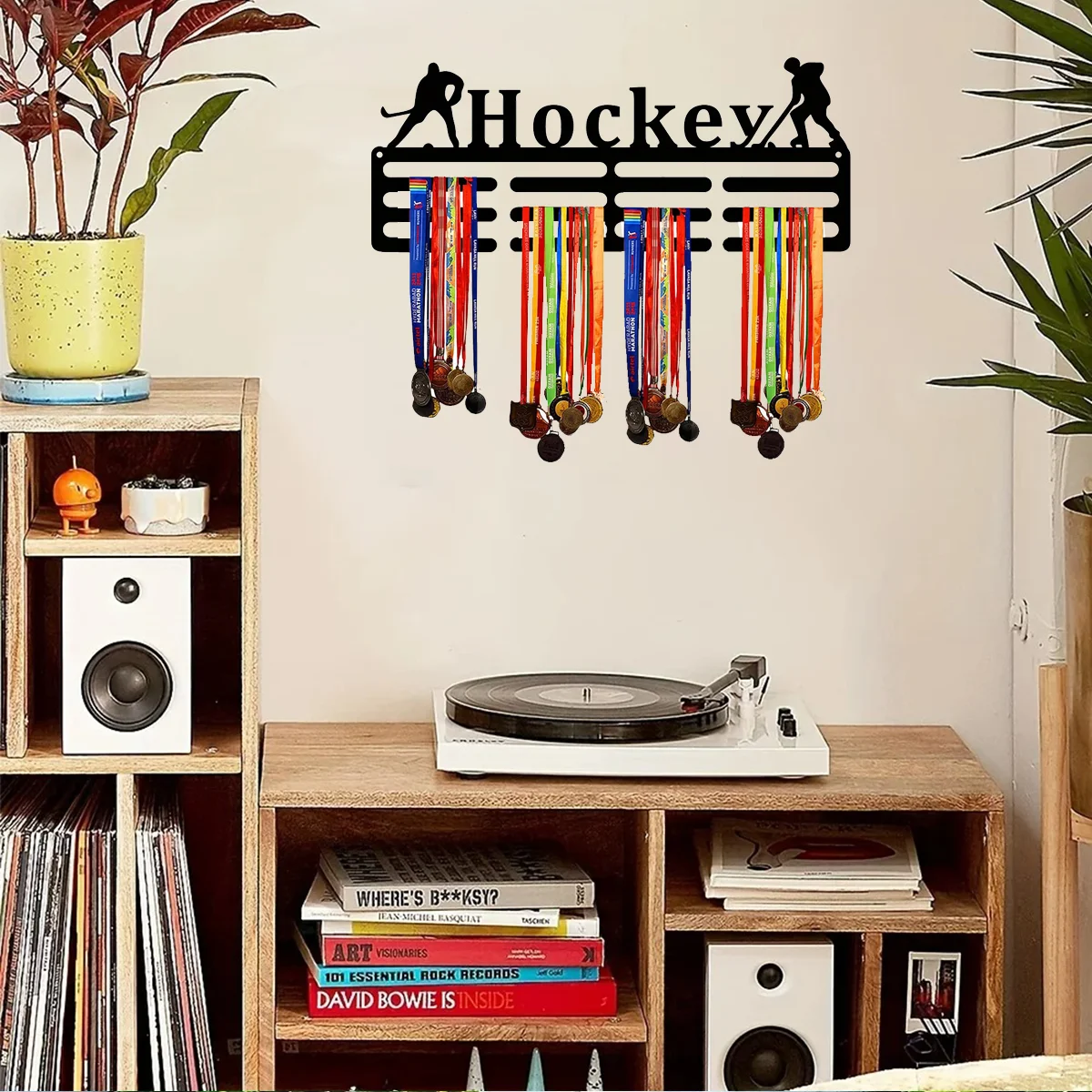 HELLOYOUNG Metallo Appeso a parete Ornamento Medaglia di hockey Appendiabiti Giocatore di hockey Nome Medaglia Appendiabiti in ferro Hockey Sport Display Premi Sig