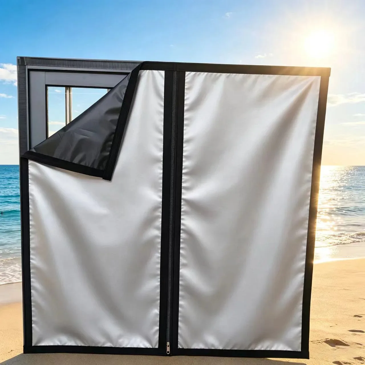 The Middle Zipper Design Is 100% Light Blocking and Heat-insulating Aluminum Foil Sunshade Cloth, Anti Peeping Curtains