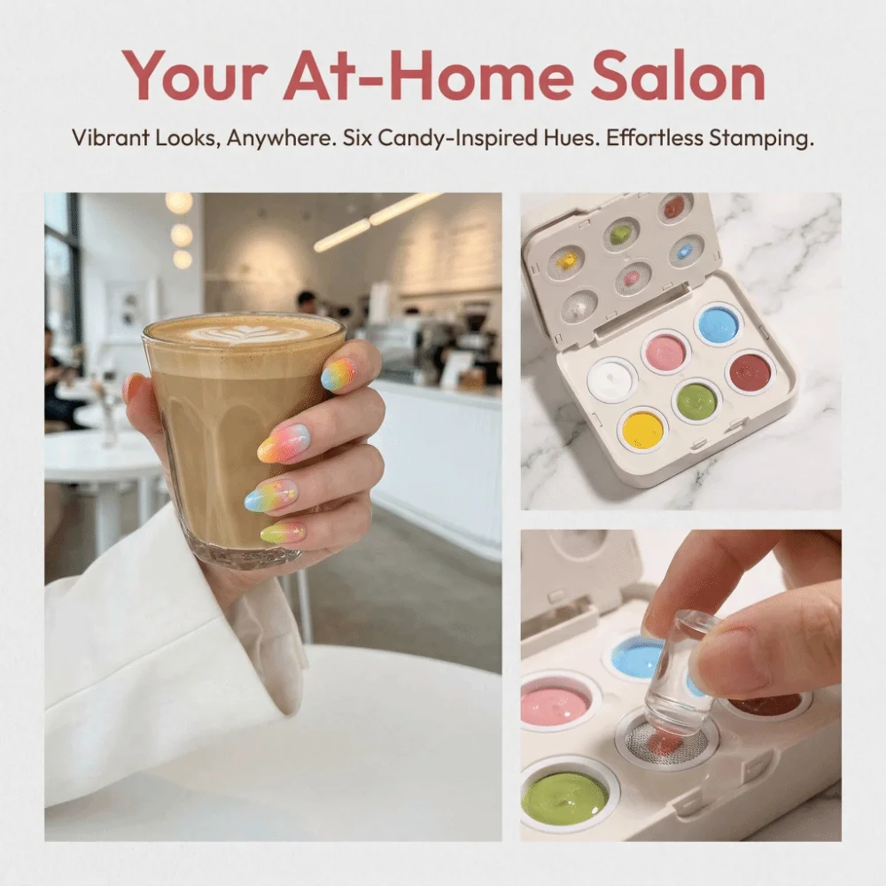 Mini 4-in-1 Pat Ombre Gel-Nagellack, 6 Farben, solider, leicht aufzutragender Farbverlaufsgel, französische Maniküre, Nagellacke, Farbgel für Nagelkunst, für Damen – Detail 8
