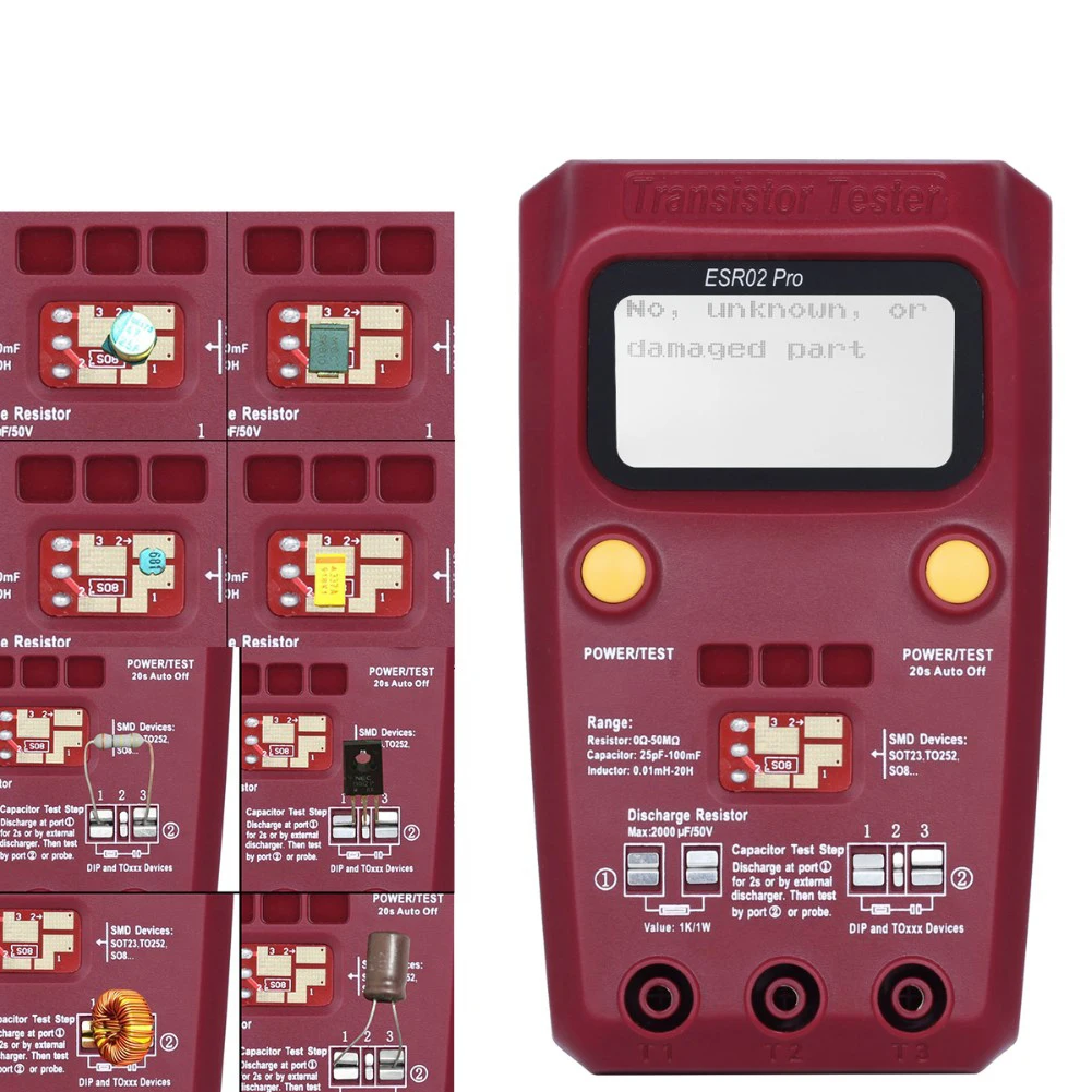 ESR02 Pro Digital Transistor Tester Automatic Pin Detection And LCD Display Inductance Capacitance Resistance Meter Instrument
