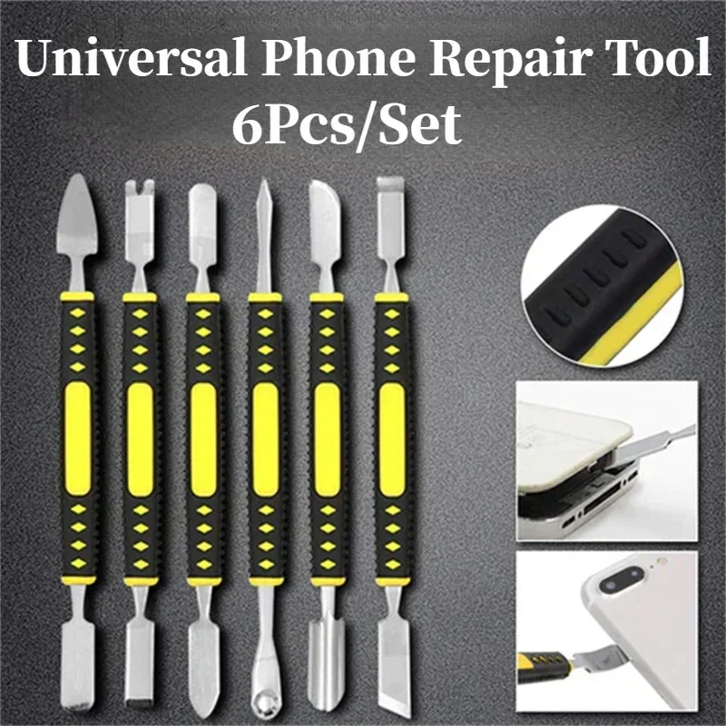 Piede di porco in metallo Set da 6 pezzi Kit di strumenti di riparazione universale per telefono Strumento di apertura a leva Kit piede di porco per smontaggio in metallo Strumento di riparazione elettronica