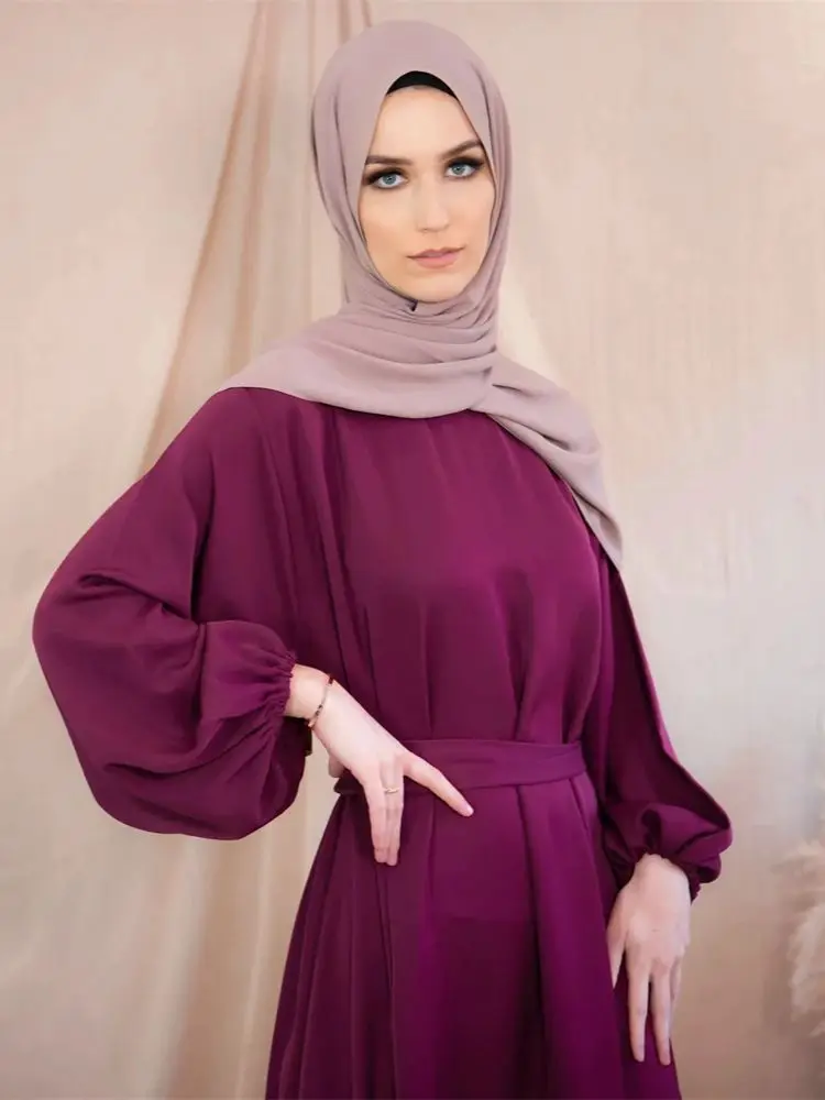 Ramadan Eid Satin Abaya Islam Muslim Modest Under Dress Prayer Clothes African Dresses For Women Robe Musulmane Femme Vestidos