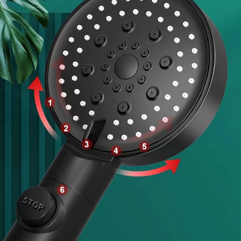 Water Saving Shower Head 6 Mode High Pressure Turbo Shower Adjustable Water Massage Eco Shower Bathroom Accessories