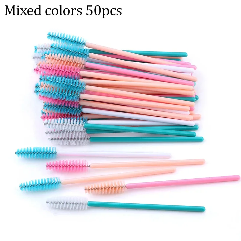 50 stücke Wimpern Pinsel Wiederverwendbare Mascara Wands Applikator Spooler für Falsche Wimpern Verlängerung Frauen Wimpern Kosmetische Liefert