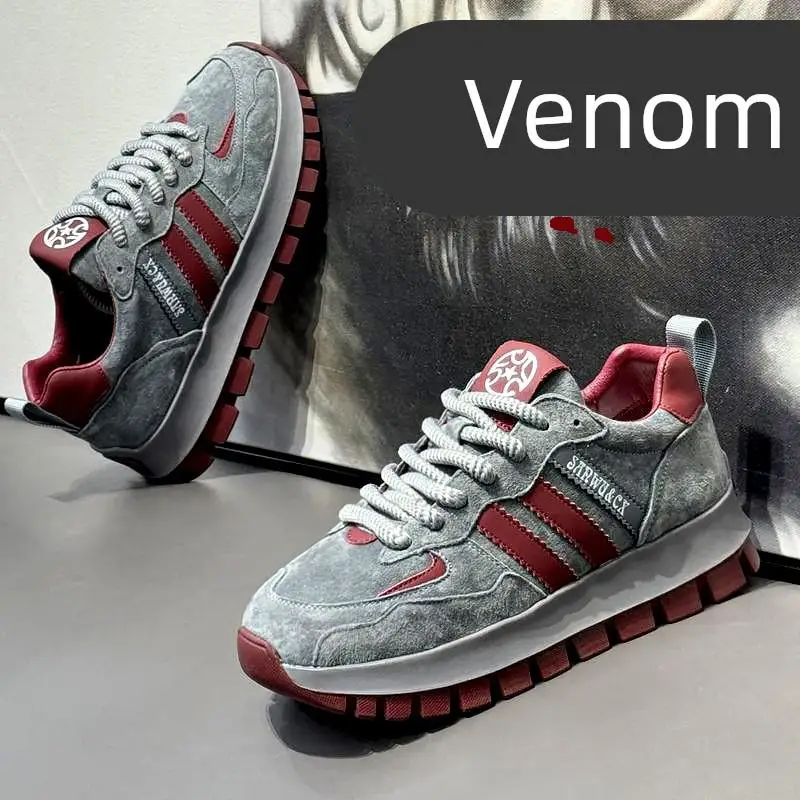 

Men's Leather Surface Breathable Sporty Casual Shoes Fashionable Brand Heightening Dad Trendy Shoes Spring Autumn Season