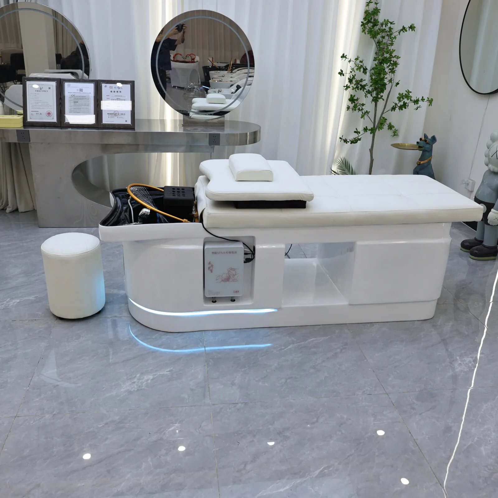 High-end Head Therapy, Shampoo Bed, Fiberglass Water Circulation Beauty Salon, Wellness Salon, Hair Care Atmosphere Lighting, Ma