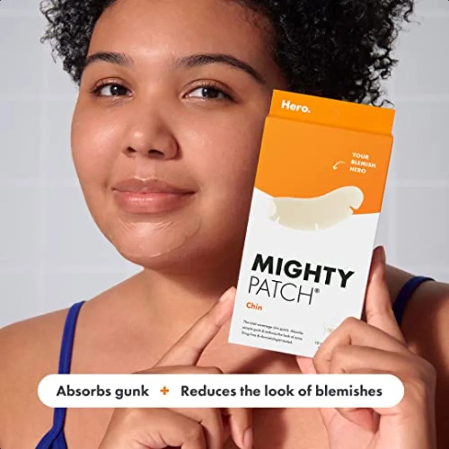Mighty Patch Chin Patch XL Contoured Hydrocolloid Chin Patch for Blemishes and Pimples NonIrritating 10 Count