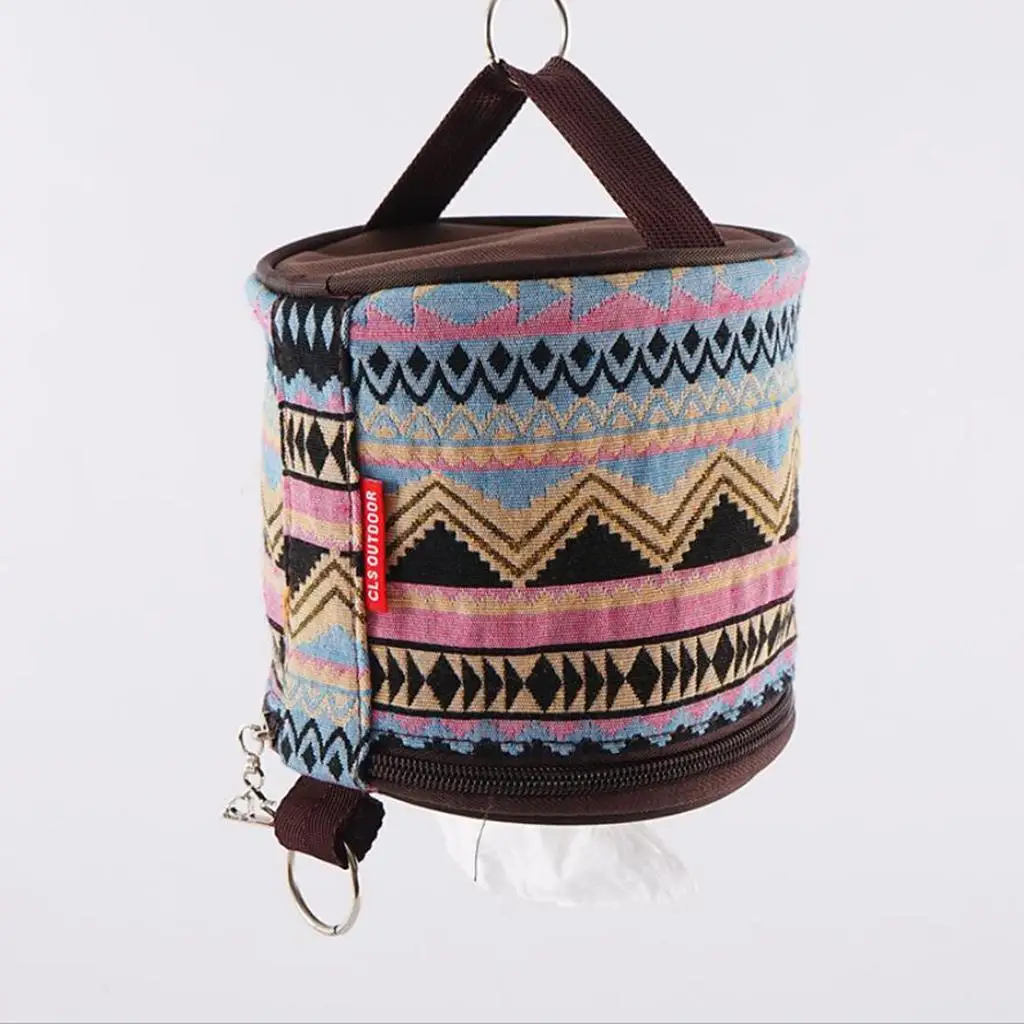 Outdoor Camping Tissue Hanger Non Woven Toilet Paper Case Foldable Storage Bag with Loop Design for Tent and Picnic Use