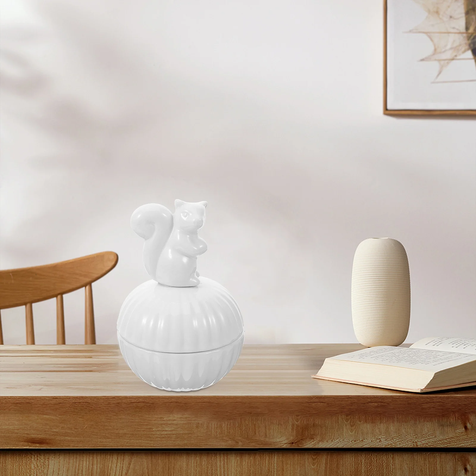 صندوق مجوهرات من السيراميك تمثال السنجاب منظم تخزين لطيف حامل القرط حاوية مجوهرات حلية هدية #3