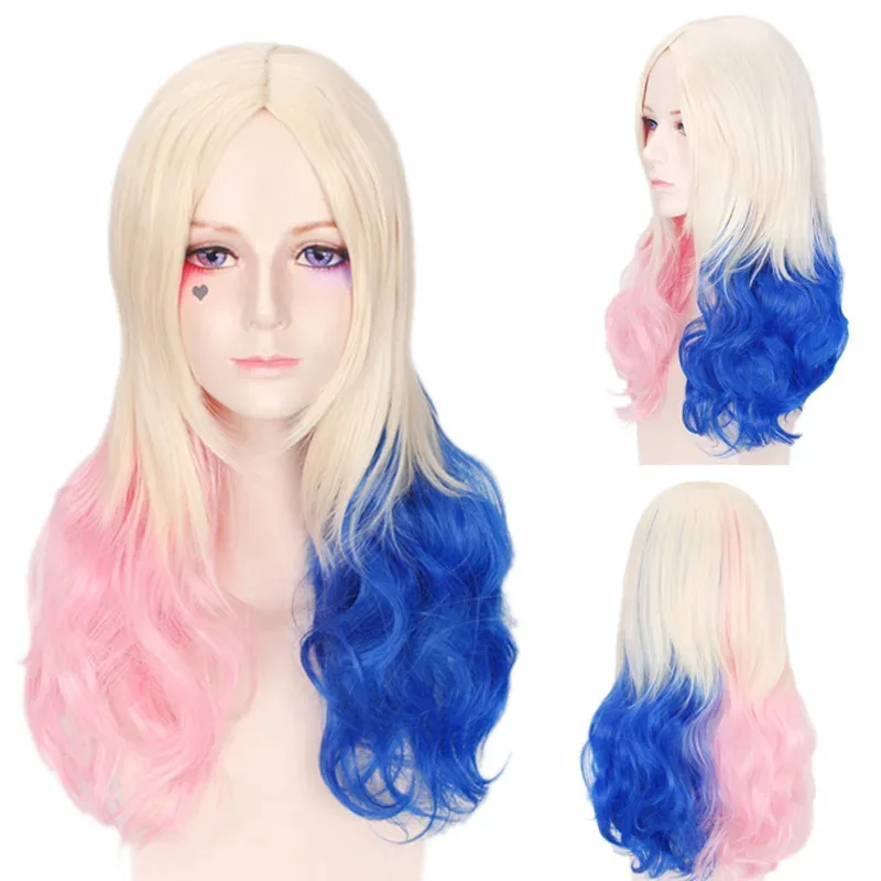 2025 11 Harley Quinn Cosplay Wig Halloween Props Girl's Wigs Harleen Quinzel Hair Dresser For Adult Party Decorations