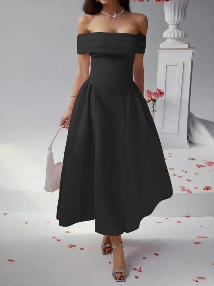 

Women's Evening Dress One-shoulder Wrap-around Dress Summer Celebrity Style High Waist Sleeveless Simple Solid Color Dresses