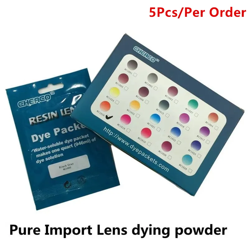5Pcs Buyer specified Mixed  Color Resin Glasses Lens Tinting Powder Packet Material Eyeglasses Color Dying Dye Solution E4710