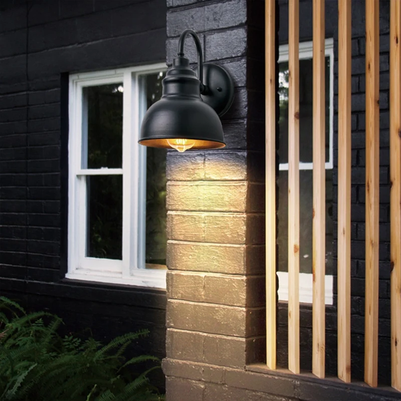 Vintage Wall Sconce Gooseneck Barn Flat Light Industrial Vintage Farmhouse Wall Sconce Outdoor Waterproof (Black)-AD23