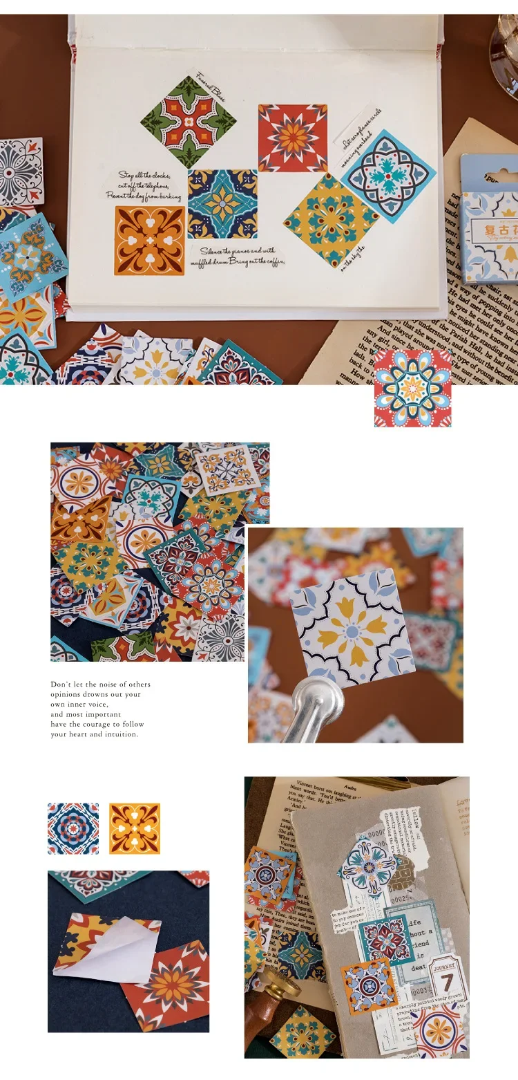 46 pcs/box Retro tiles Decorative Stickers Scrapbooking diy Stick Label Diary Stationery Album Journal Sticker