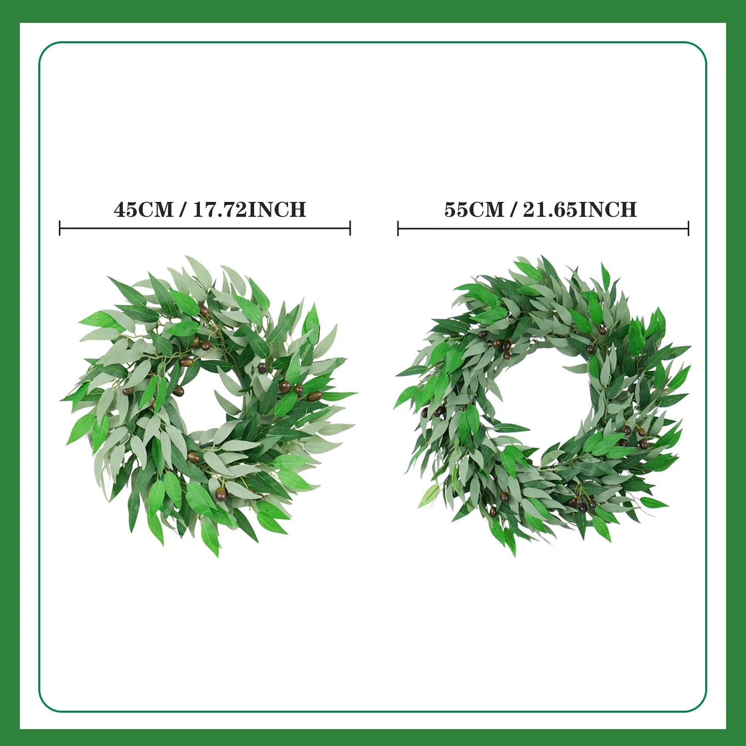 1PC Artificial Olive Leaf Spring Wreath Country Green Rustic Home Wall Door Hanging Event Party Wedding Decoration