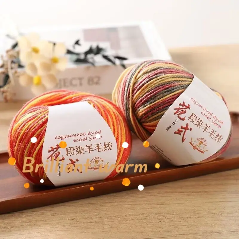 

Hand-knitted Fancy Wool Yarn Thread，50g Medium Fine Thread Hand-woven Diy Sweater Hat Shawl Colorful Wool Yarn Thread