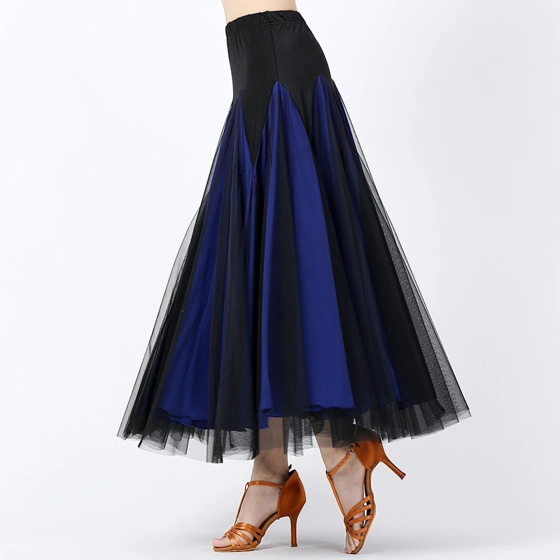 Modern dance skirt ballroom dance skirt mesh long skirt dance performance dress large swing skirt