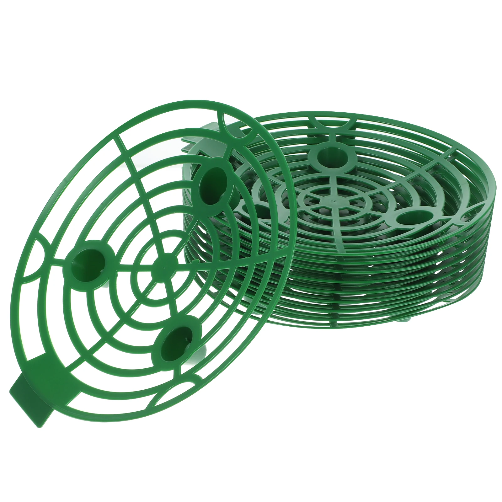 

10pcs Tray Gardening Support Rack Anti Rot Round Stand Green 21 5x20x4cm Strawberry Holder Plant Holder Plastic Material