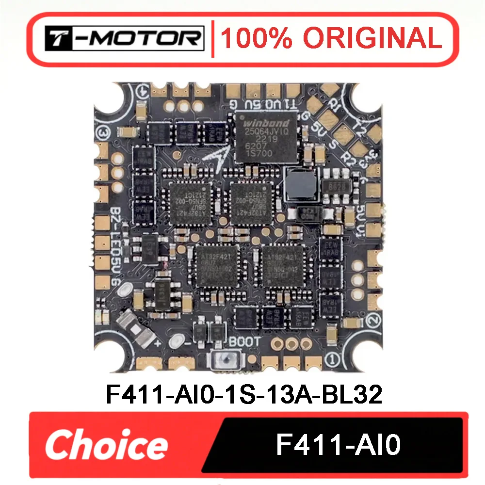 

T-MOTOR F411 AIO Flight Control 1S 13A BL32 ESC 96K PWM For Racing Whoop / Long Racing Toothpick Drone