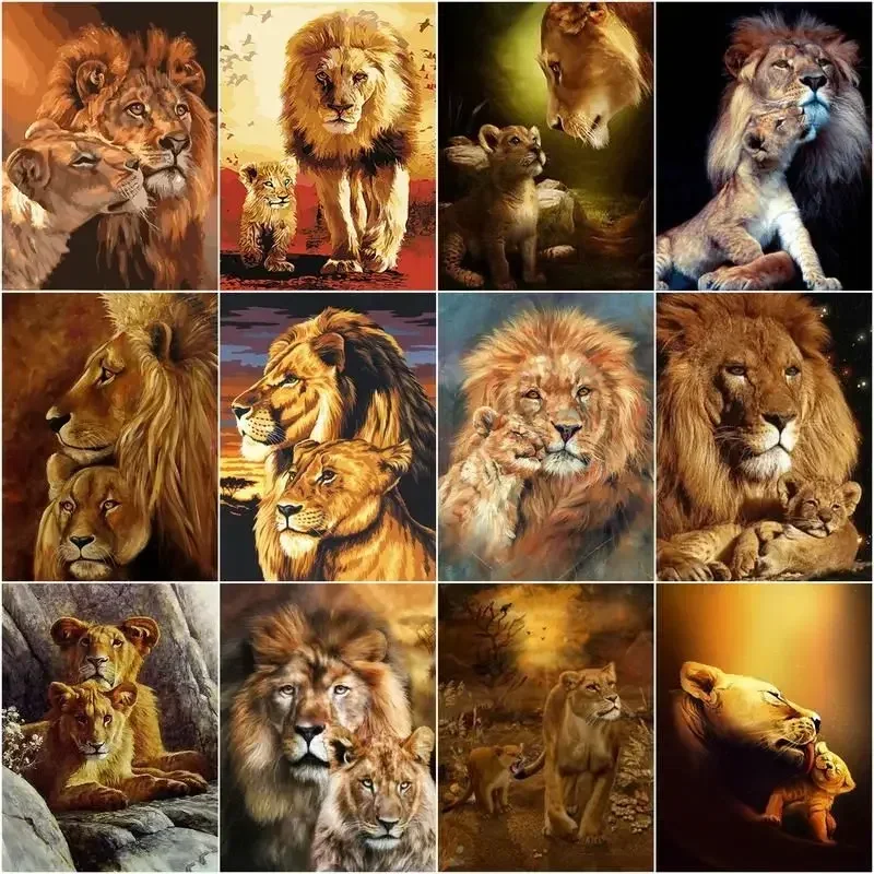 

116705 Paint By Number Lion Animal For Adult Children Pictures By Number Drawing On Canvas Handpainted Art Gift Kit DIY Deco