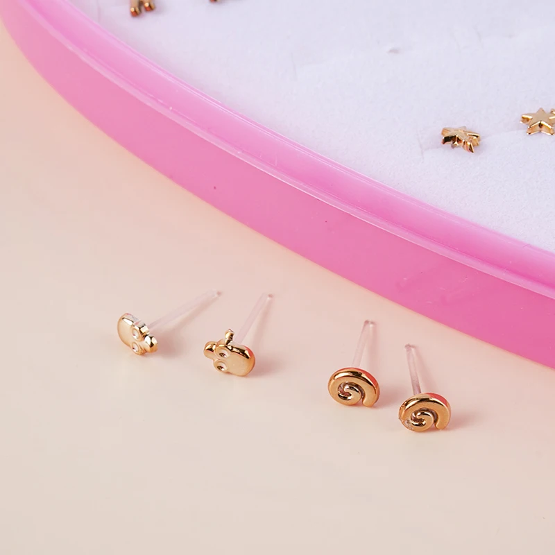 New 36Pairs/set Gold Color Lovely Mini Stud Earing Set Cute Heart Moon Stud Earrings For Girl Fashion Lady Daily Ear Jewelry