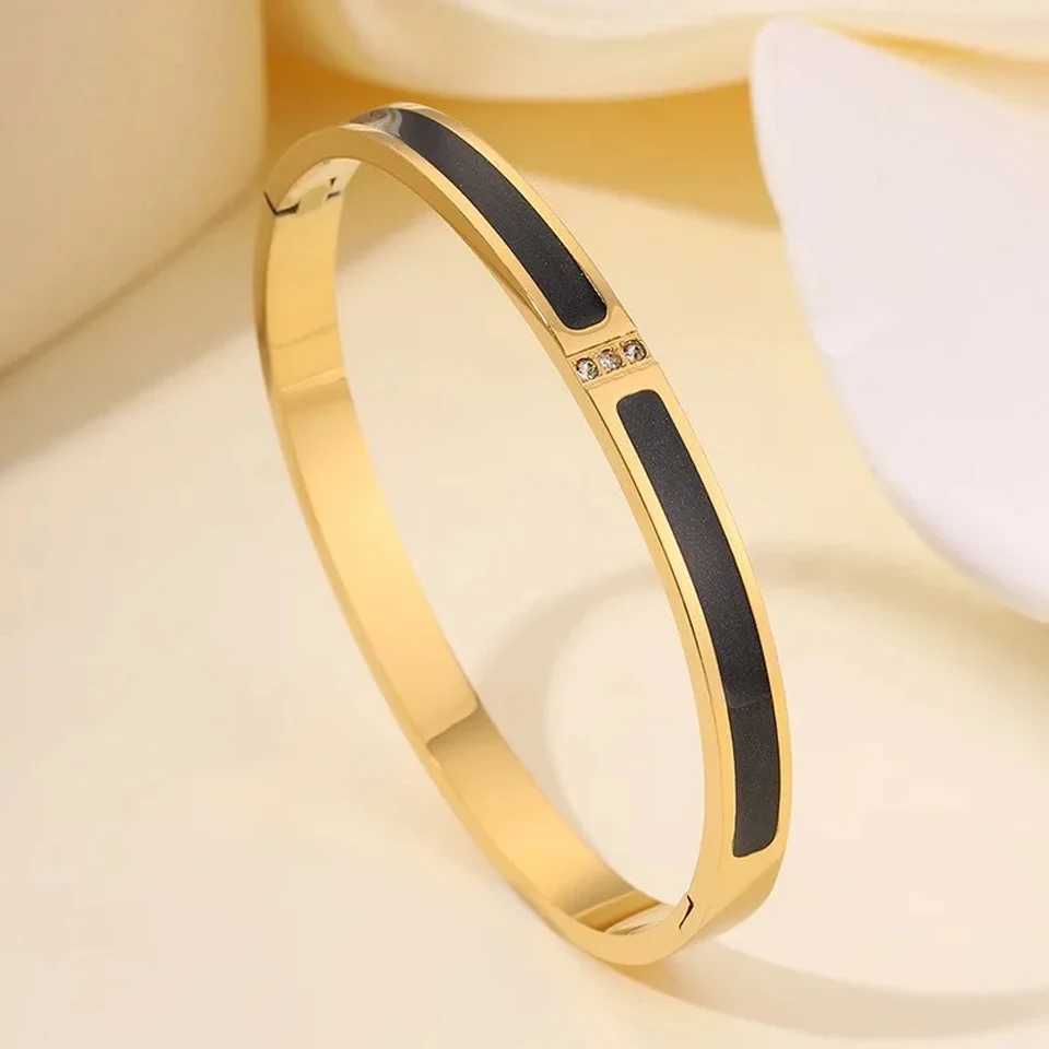 ZAKOL 5/1 Stück funkelndes Edelstahl-Armband-Set mit Zirkonia-Intarsien für Damen, stapelbare Armreifen, modisch, lichtecht, Schmuck, Geschenk