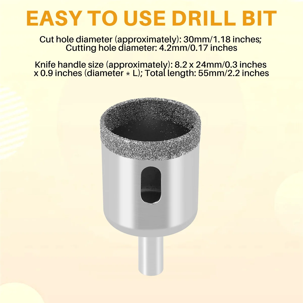 Алмазный наконечник для сверления керамической плитки и стекла, 30 мм